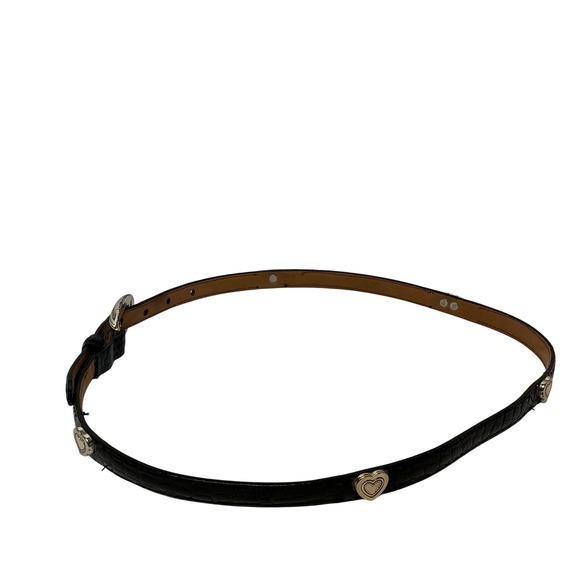 Brighton Black Croc Embossed Leather Heart Concho Belt Silver Buckle B10293 32 M - Picture 5 of 6